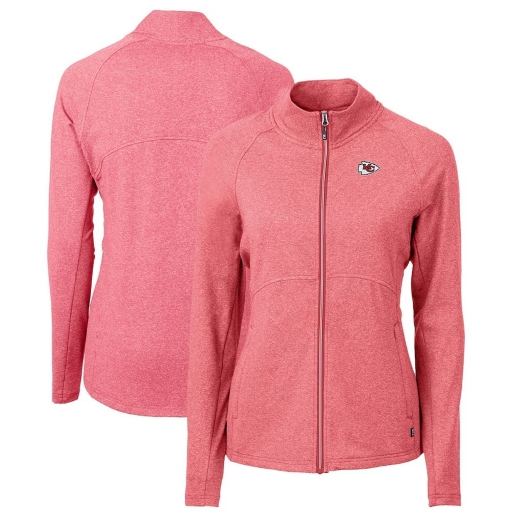 CUTTER & BUCK KC Chiefs Adapt Knit Full-Zip Jacket Heather Red Women’s Plus 3X